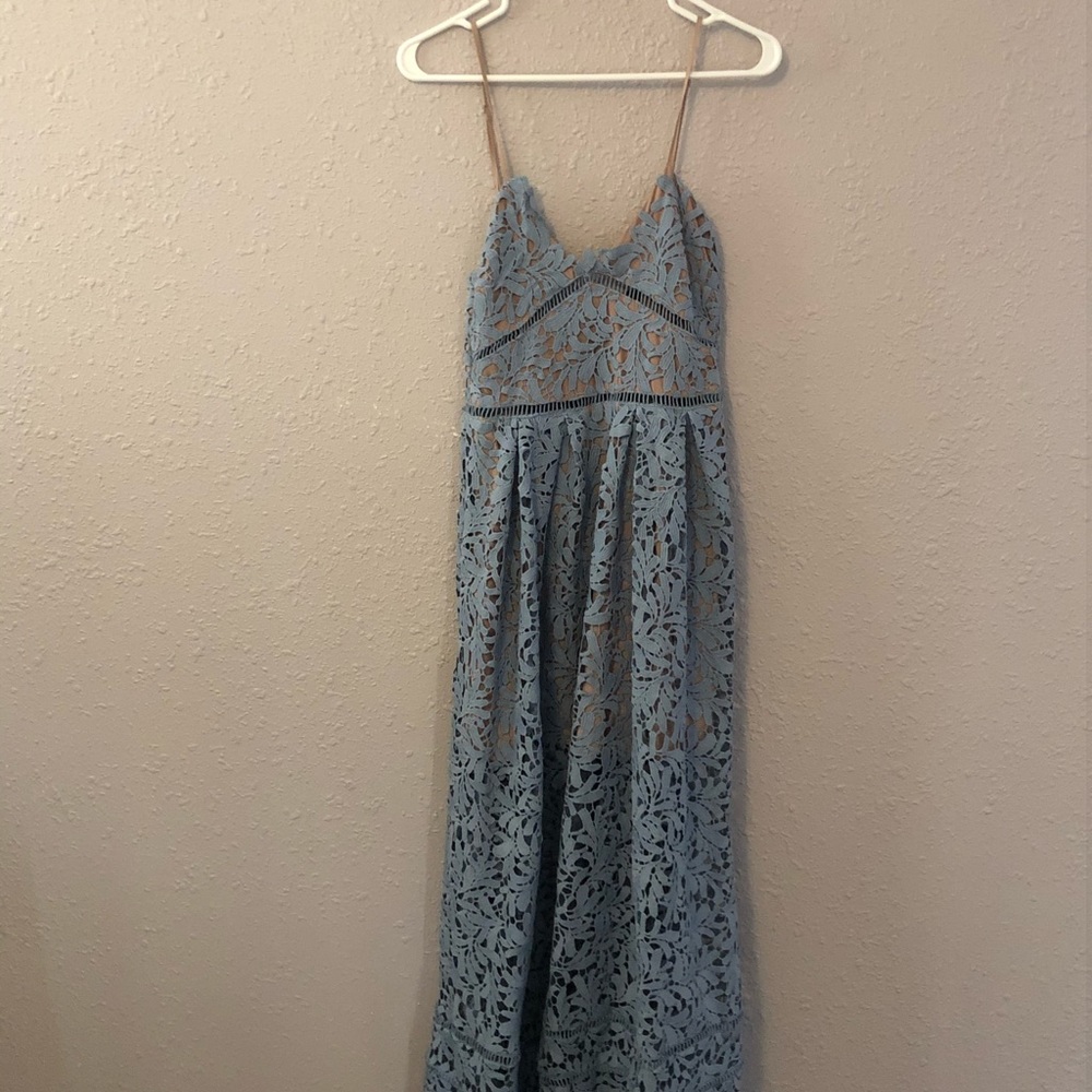 Floor length crocheted cocktail dress